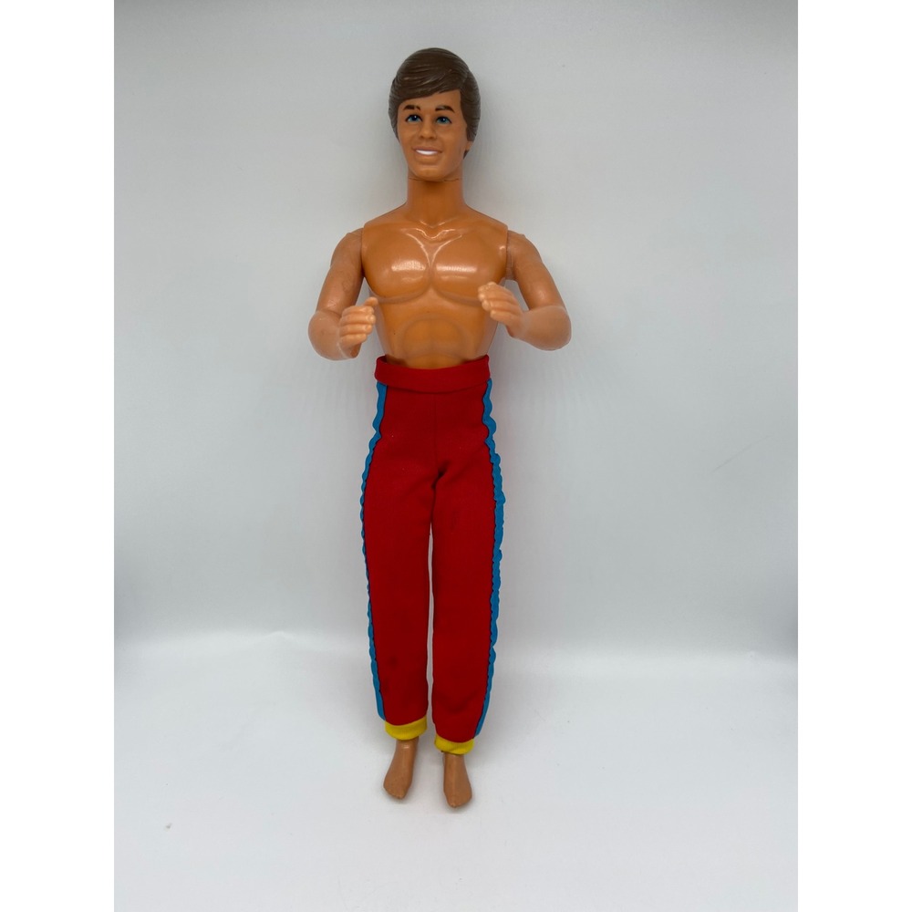 Mattel Ken Doll Tan 1968 Body 1983 Head Red Blue Stripe Pants Twist Waist